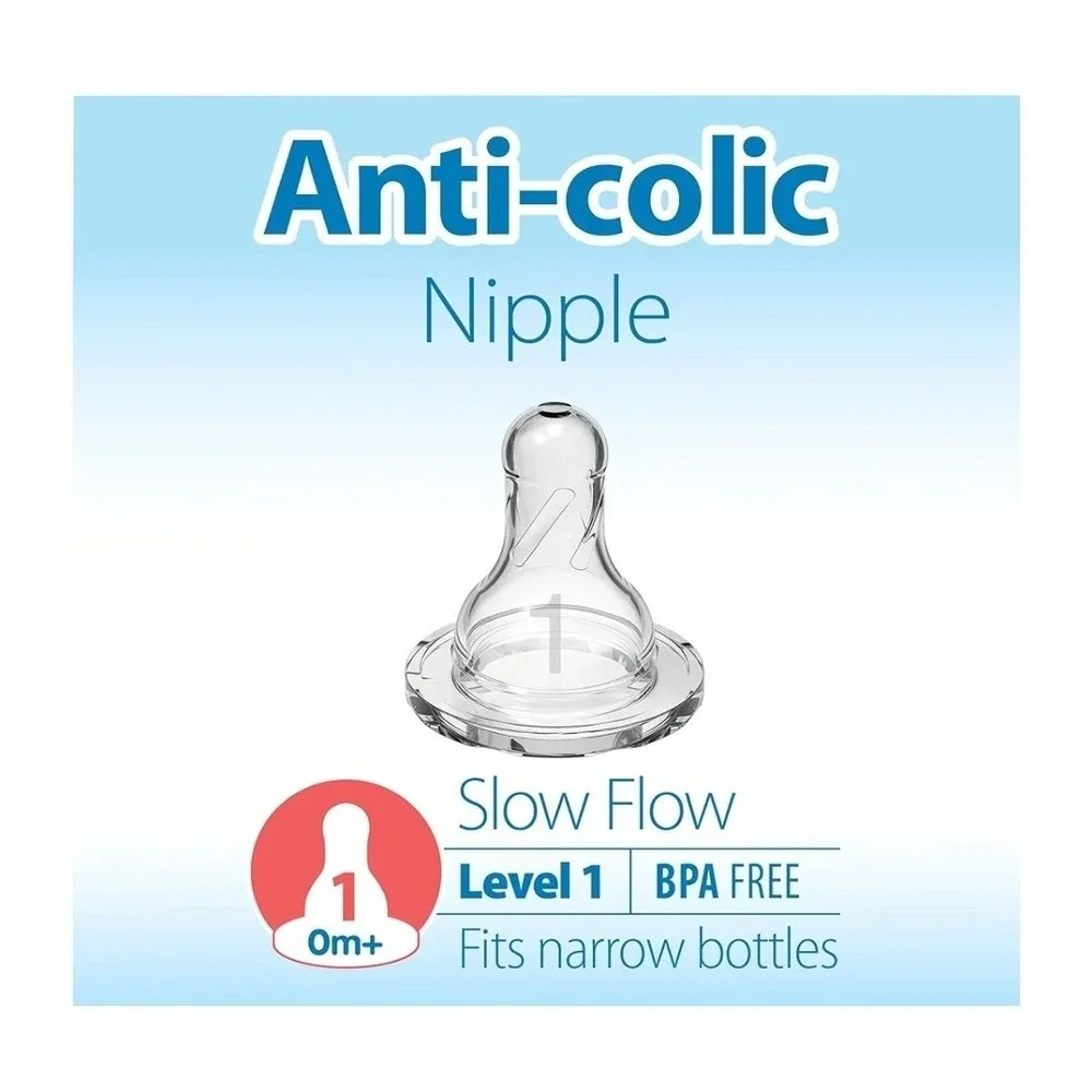 Dr. Brown'S Natural Flow Level 1 Narrow Baby Bottle‎ Silicone Nipple, Slow Flow
